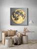Постер - Золотая Луна, 40 x 40 см, Холст на подрамнике, Гламур