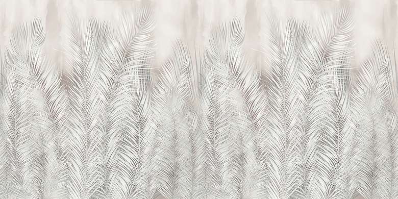 Wall Mural - Tropical gray palm leaves