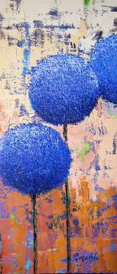 Постер - Необычные синие цветы, 30 x 90 см, Холст на подрамнике