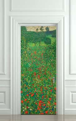 Stickere 3D pentru uși, Câmpul de mac - Gustav Klimt, 60 x 90cm