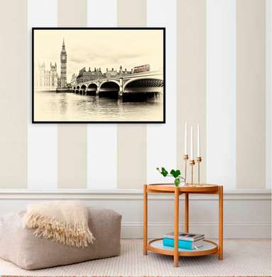 Постер - Фотография Лондонского моста, 60 x 30 см, Холст на подрамнике