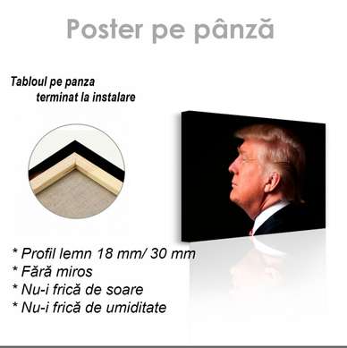 Постер - Дональд Трамп, 45 x 30 см, Холст на подрамнике