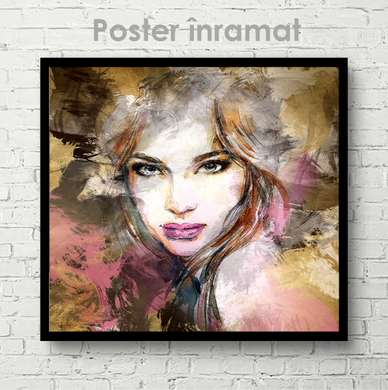 Постер - Нарисованная девушка, 40 x 40 см, Холст на подрамнике