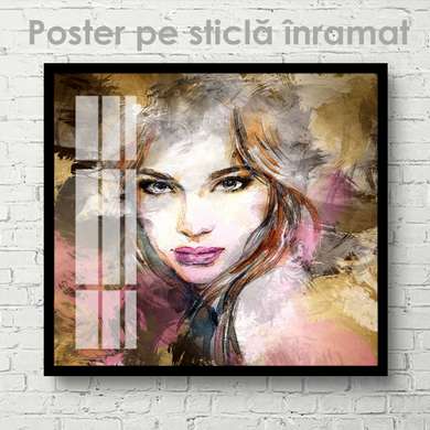 Poster - Fată desenată, 40 x 40 см, Panza pe cadru
