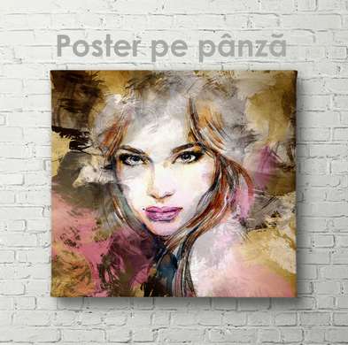 Постер - Нарисованная девушка, 40 x 40 см, Холст на подрамнике