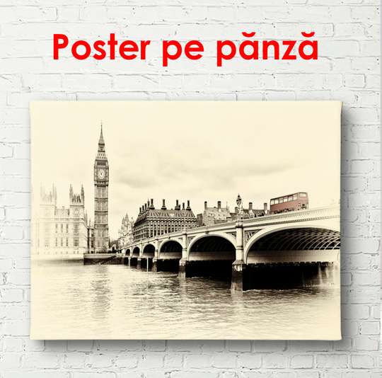 Poster - London Bridge, 60 x 30 см, Panza pe cadru, Vintage