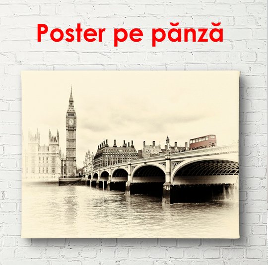 Постер, Фотография Лондонского моста, 60 x 30 см, Холст на подрамнике