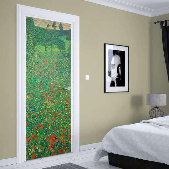 Stickere 3D pentru uși, Câmpul de mac - Gustav Klimt, СТИКЕРЫ/Стикеры на дверь