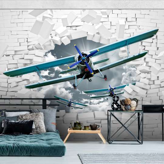 Wall mural for the nursery - Blue planes