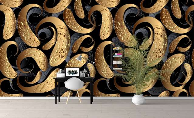 Wall Mural - Seamless wallpaper with golden abstractions