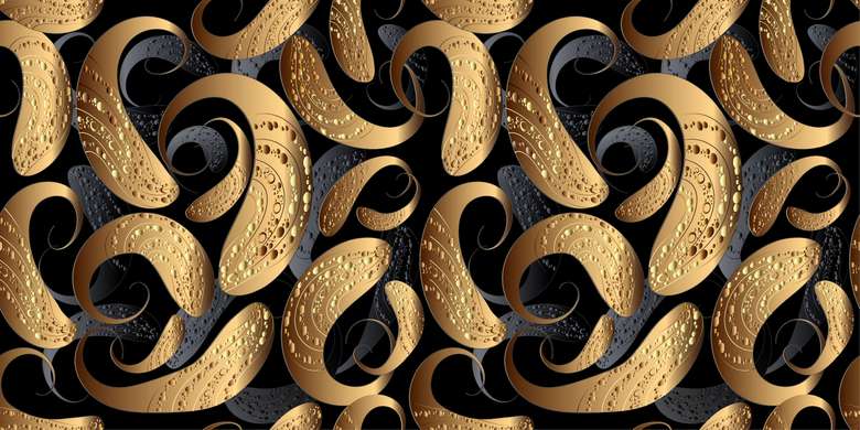 Wall Mural - Seamless wallpaper with golden abstractions
