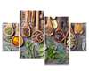 Tablou Pe Panza Multicanvas, Ierburi și condimente aromate în linguri de lemn, 180 x 108