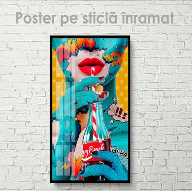 Poster - Doamna cu apă gazată, 30 x 60 см, Panza pe cadru