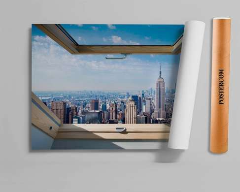 Stickere pentru pereți - Fereastra cu vedere spre New York, 130 х 85