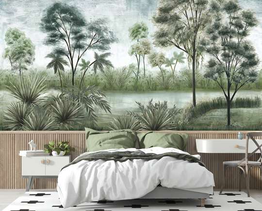 Wall Mural - Trees in shades of green