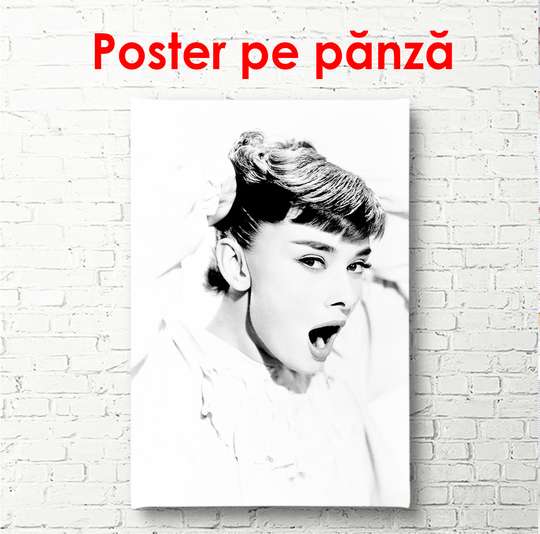 Постер - Черно белый портрет Софи Лорен, 60 x 90 см, Постер в раме