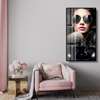 Poster - Glamorous Lady, night city and BMW, 30 x 60 см, Canvas on frame, Glamour