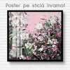 Постер - Нежные розы на розовом фоне, 40 x 40 см, Холст на подрамнике, Цветы