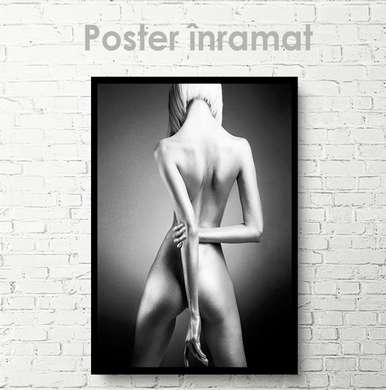 Poster - Imagine alb-negru a unei fete, 60 x 90 см, Panza pe cadru