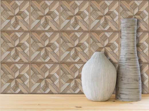 Ceramic tiles with a geometric, abstract pattern