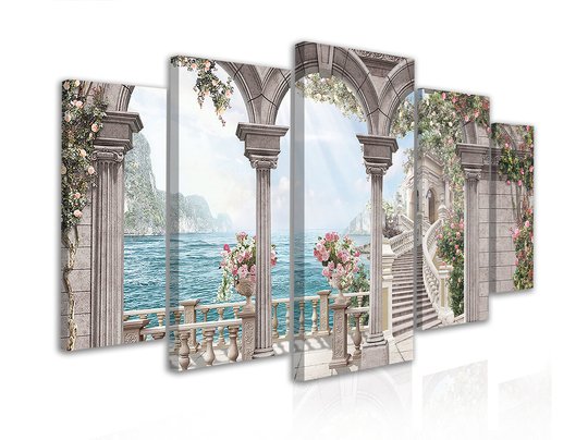 Модульная картина, Древнеримские арки и прекрасный вид на озеро, 108 х 60