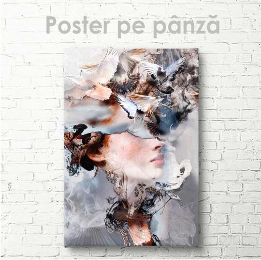 Постер - Голуби, 30 x 45 см, Холст на подрамнике, Живопись