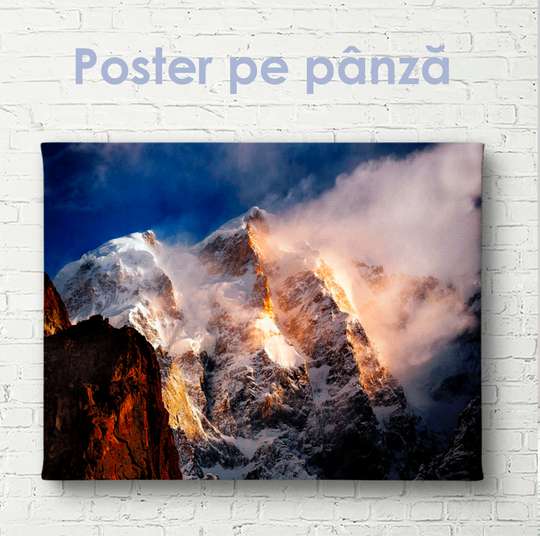 Постер - Заснеженные горы, 45 x 30 см, Холст на подрамнике, Природа