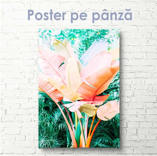 Постер - Розовые листья пальм, 30 x 60 см, Холст на подрамнике, Ботаника