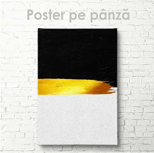 Постер - Золотая линия, 30 x 45 см, Холст на подрамнике, Абстракция