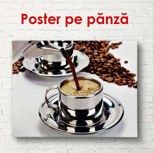 Постер - Чашка крепкого кофе, 45 x 30 см, Холст на подрамнике, Еда и Напитки