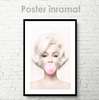 Poster - Marilyn Monroe pink bubble gum, 30 x 45 см, Canvas on frame