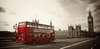 Poster - Fotografia retro a unui autobuz roșu din Londra, 150 x 50 см, Poster înrămat