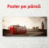 Poster - Retro photo of a red bus in London, 150 x 50 см, Framed poster, Vintage