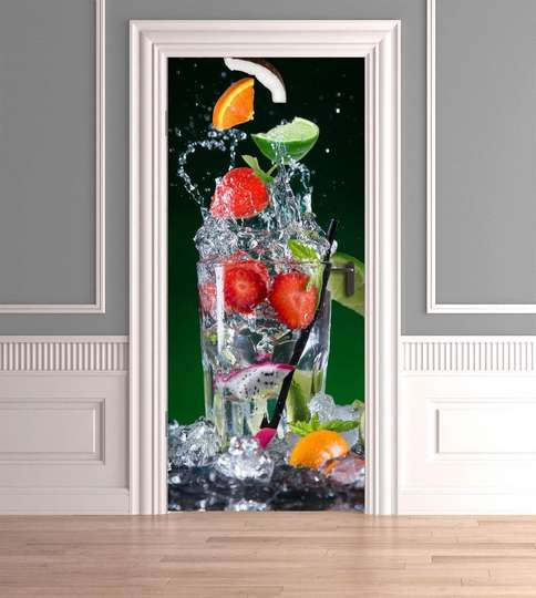 3D door sticker, Fruit and ice, 60 x 90cm, Door Sticker