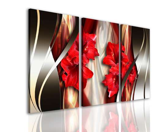 Tablou Pe Panza Multicanvas, Flori roșii., 70 x 50
