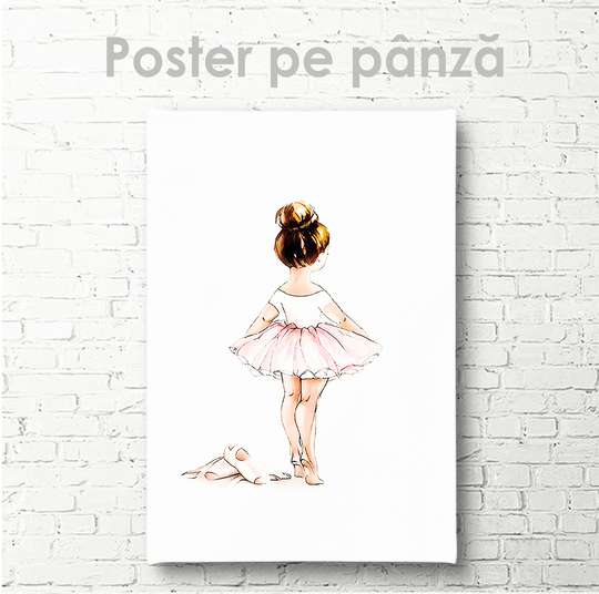 Постер - Девочка балерина, 30 x 45 см, Холст на подрамнике, Для Детей