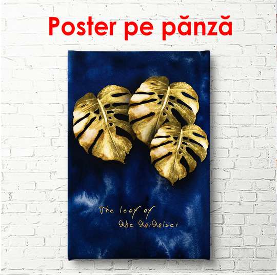 Poster - Golden Monstera, 60 x 90 см, Framed poster, Glamour