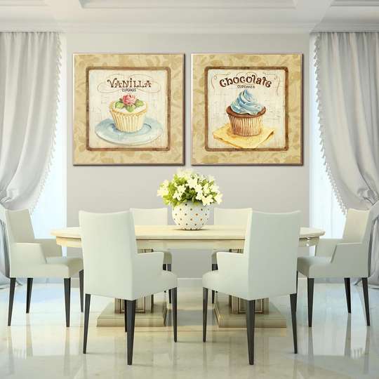 Poster - Cakes, 80 x 80 см, Framed poster on glass, Sets