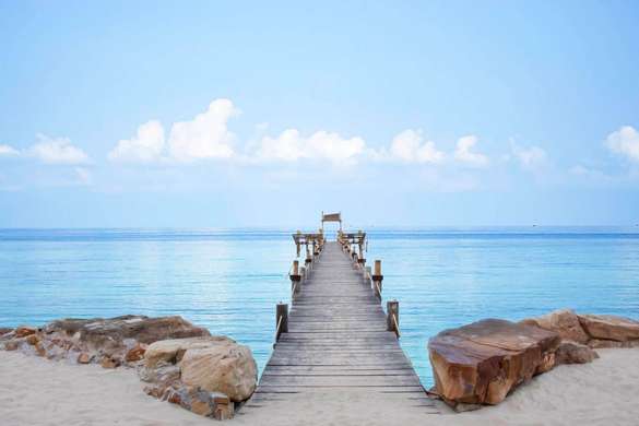 Фотообои - Деревянный мост вдоль океана голубого цвета