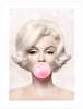 Poster - Marilyn Monroe gumă cu bule roz, 30 x 45 см, Panza pe cadru