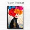 Poster - Doamna cu flori colorate, 30 x 45 см, Panza pe cadru