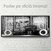 Poster - Mașină vintage alb-negru, 60 x 30 см, Panza pe cadru