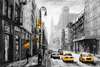 Фотообои - Желтое такси в черно белом городе