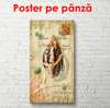Постер - Ретро картинка с морской ракушкой, 45 x 90 см, Постер в раме