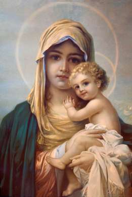 Постер - Изображения Девы Марии с сыном Иисусом, 60 x 90 см, Постер в раме