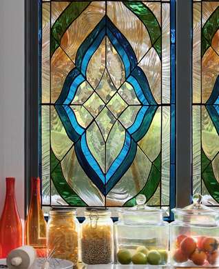 Autocolant pentru Ferestre, Vitraliu decorativ cu romburi geometrice, 60 x 90cm, Transparent