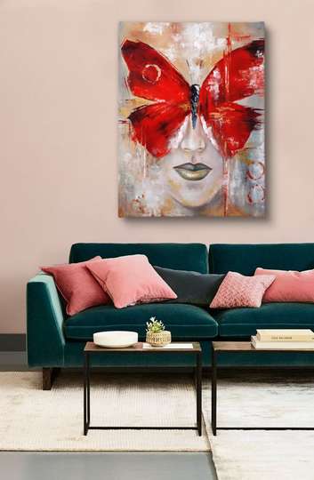 Poster - Fluturele roșu, 30 x 45 см, Panza pe cadru