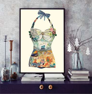 Poster - Costum de baie pentru femei, 30 x 45 см, Panza pe cadru
