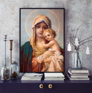 Poster - Imagini cu Fecioara Maria cu Fiul Ei, Isus, 60 x 90 см, Poster înrămat