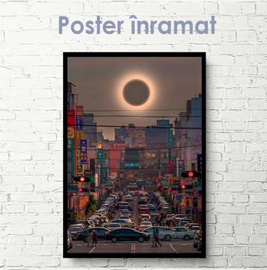 Poster - Eclipsa în China, 30 x 60 см, Panza pe cadru